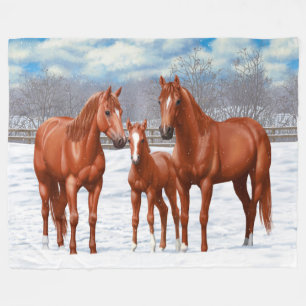 Couverture Polaire Chestnut Sorrel Quarter Chevaux En Neige
