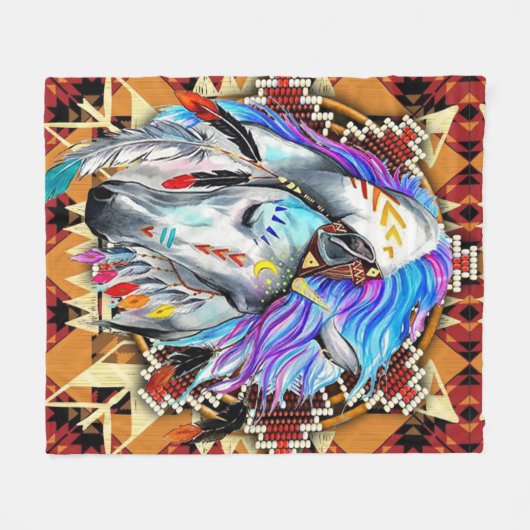 Couverture Polaire Cheval amérindien (Devant (Horizontal))