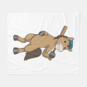 Couverture Polaire Cheval au baseball avec batte de baseball (Devant (Horizontal))