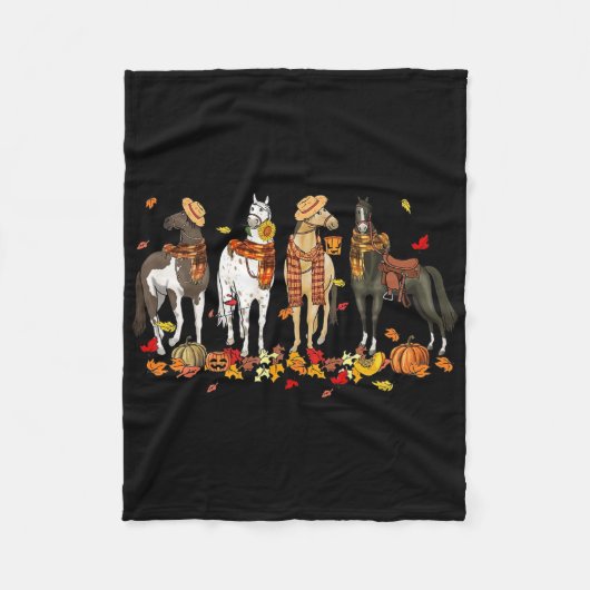 Couverture Polaire Cheval Automne Thanksgiving Cheval Automne Quitte  (Devant)