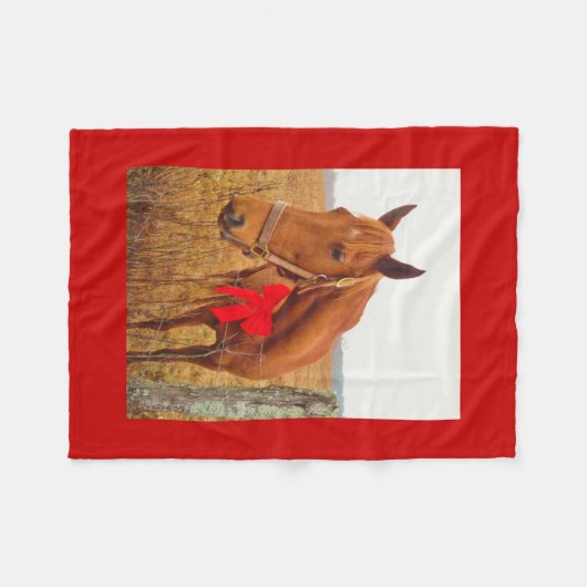 Couverture Polaire Cheval avec Bow rouge (Devant (Horizontal))