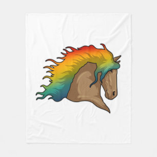 Couverture Polaire Cheval avec cheveux arc-en-ciel