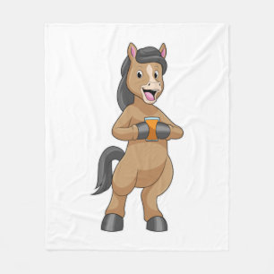 Couverture Polaire Cheval avec Mug de jus d'orange