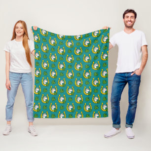 Couverture Polaire Cheval Blanc avec Chaussure de Cheval d'Or, Motif