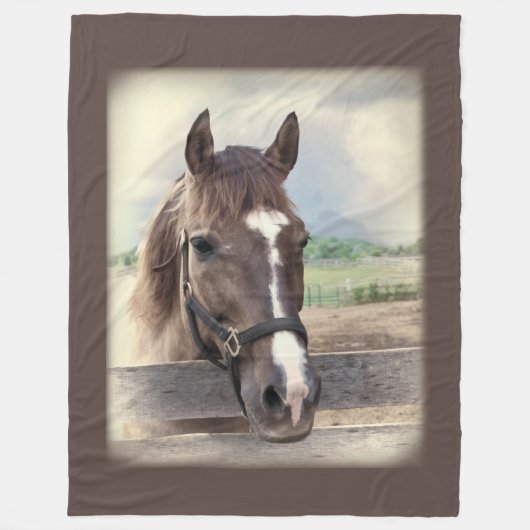 Couverture Polaire Cheval Brown avec le licou (Devant)