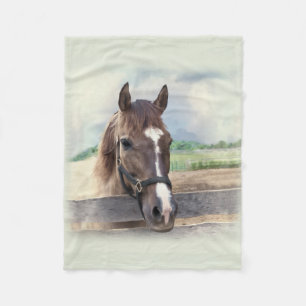 Couverture Polaire Cheval Brown avec le licou