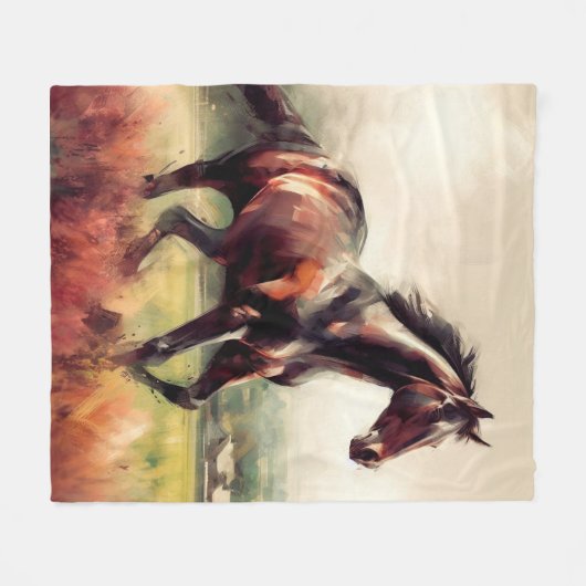 Couverture Polaire Cheval Brown de Noël Daté (Devant (Horizontal))