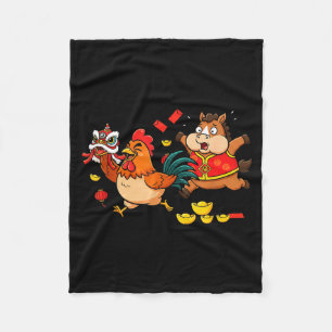 Couverture Polaire Cheval Chinois Poulet Drôle Enfants Hommes Femmes
