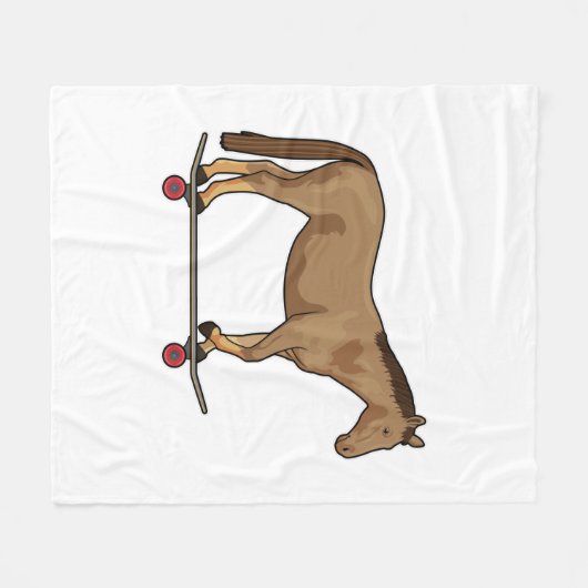 Couverture Polaire Cheval comme patineur sur skateboard (Devant (Horizontal))