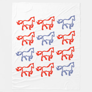 Couverture Polaire Cheval contour rouge et bleu – Cheval du zodiaque