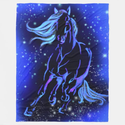 Couverture Polaire Cheval Courant En Lune Bleue Blanche Toison (Devant)