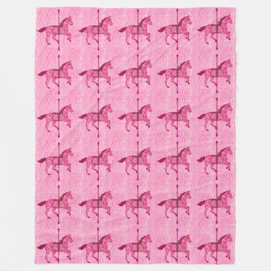 Couverture Polaire Cheval de carrousel - Fuchsia rose (Devant)