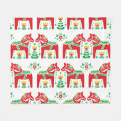 Couverture Polaire Cheval de Dala suédois : Art folklorique (Devant (Horizontal))