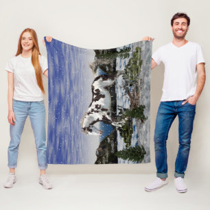 Couverture Polaire Cheval de la châtaigne et de la peinture blanche à