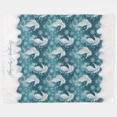 Couverture Polaire Cheval de mer et flocons de neige de Noël côtier # (Devant (Horizontal))