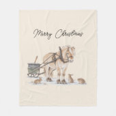 Couverture Polaire Cheval de Noël Animaux Hiver (Devant)