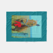 Couverture Polaire Cheval de Noël rétro avec arc rouge (Devant (Horizontal))