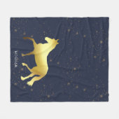Couverture Polaire cheval d'or étoiles équestre Monogramme (Devant (Horizontal))