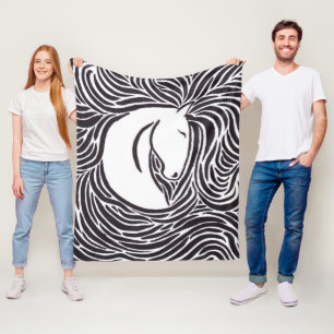 Couverture Polaire Cheval en stylo brosse