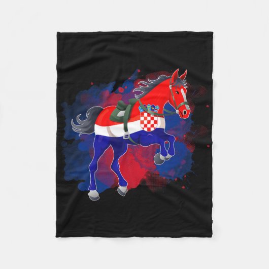 Couverture Polaire Cheval équitation Croatie Drapeau (Devant)