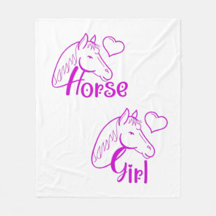 Couverture Polaire Cheval fille en violet avec tête de cheval Police