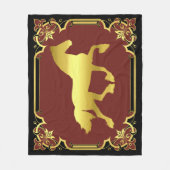 Couverture Polaire Cheval friésien, silhouette/or/noir/rouge (Devant)