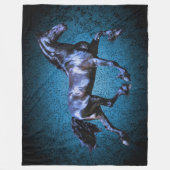 Couverture Polaire Cheval friésien, trot d'étalon noir, bleu (Devant)