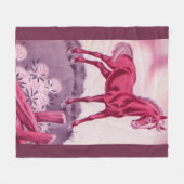 Couverture Polaire cheval heureux en rose (Devant (Horizontal))