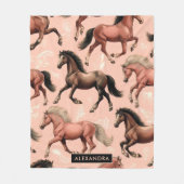 Couverture Polaire Cheval mignon rose sans joint (Devant)