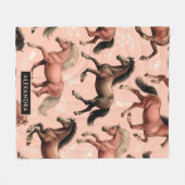 Couverture Polaire Cheval mignon rose sans joint (Devant (Horizontal))