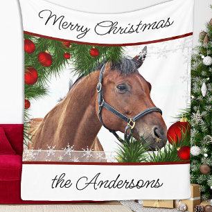 Couverture Polaire Cheval Noël Equestre Cute Pony Equine Horse