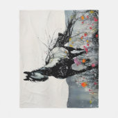 Couverture Polaire Cheval noir en Fleur sauvage (Devant)