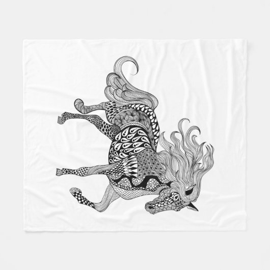 Couverture Polaire Cheval noir inspiré (Devant (Horizontal))