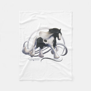 Couverture Polaire Cheval noir Tobiano Gypsy Vanner