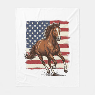 Couverture Polaire Cheval Patriotique Vintage Création Vectorielle We