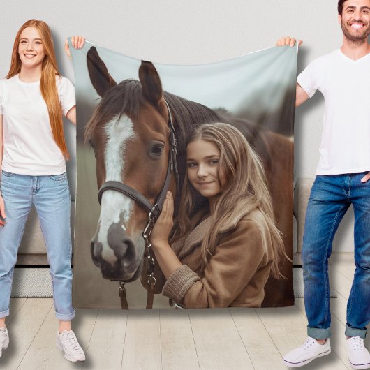 Couverture Polaire Cheval Personnalisé Fleece Blanket Idées cadeaux f