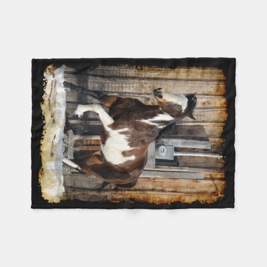 Couverture Polaire Cheval Pinto En Course (Devant (Horizontal))