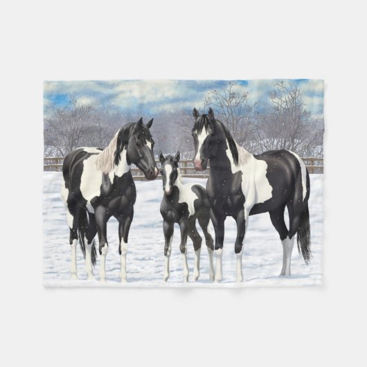 Couverture Polaire Cheval Pinto Quarter Noir Chevaux Paint Chevaux Da (Devant (Horizontal))