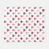 Couverture Polaire Cheval Racing Jockey soies Motif rose blanc (Devant (Horizontal))