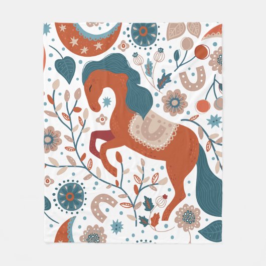 Couverture Polaire Cheval scandinave mignon (Devant)