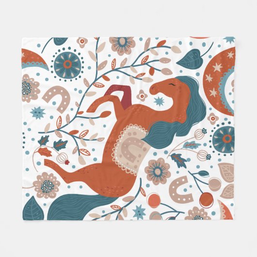 Couverture Polaire Cheval scandinave mignon (Devant (Horizontal))