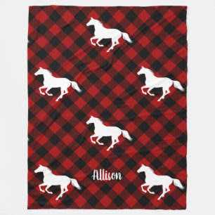 Couverture Polaire Cheval sur Buffalo Plaid Custom
