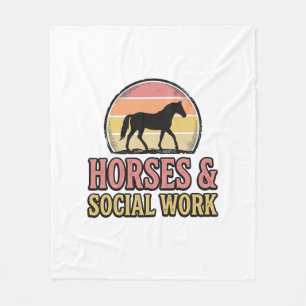 Couverture Polaire Cheval & Travail Social Retro Soleil Couchant Conc