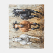 Couverture Polaire Cheval Trio Galloping Peinture (Devant)
