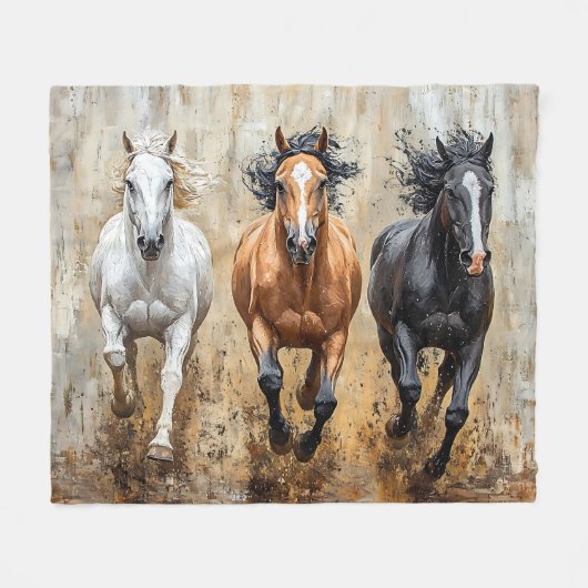 Couverture Polaire Cheval Trio Galloping Peinture (Devant (Horizontal))