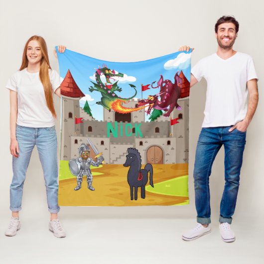 Couverture Polaire Chevalier dans l'armure brillante et les dragons s (En situation)