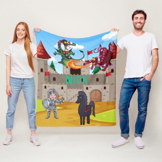 Couverture Polaire Chevalier dans l'armure brillante et les dragons s (En situation)