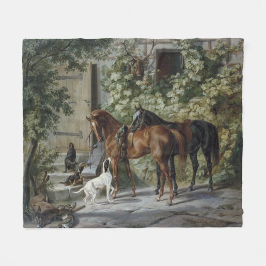 Couverture Polaire Chevaux à la Porche (par Albrecht Adam) (Devant (Horizontal))