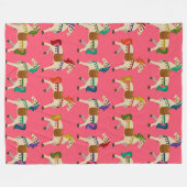 Couverture Polaire chevaux arc-en-ciel rose (Devant (Horizontal))