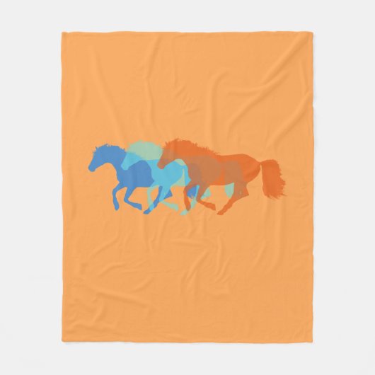 Couverture Polaire Chevaux Courir Blanche Toison (Devant)